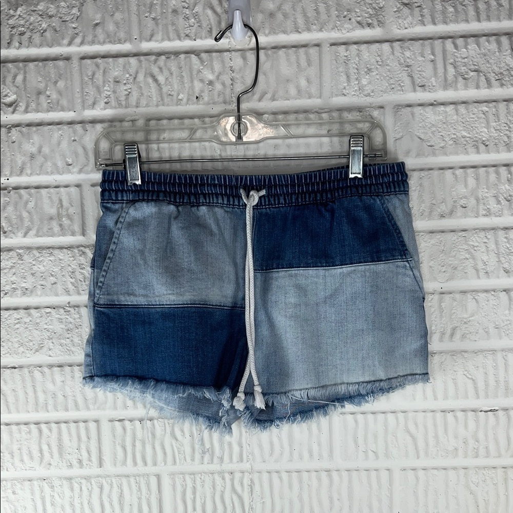 Aerie Patchwork Denim Drawstring Women’s Shorts - Blue